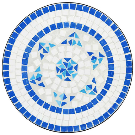 Mosaikbord blå och vit järn och keramik