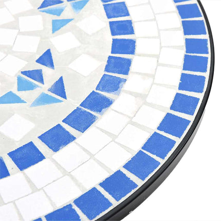 Mosaikbord blå och vit järn och keramik