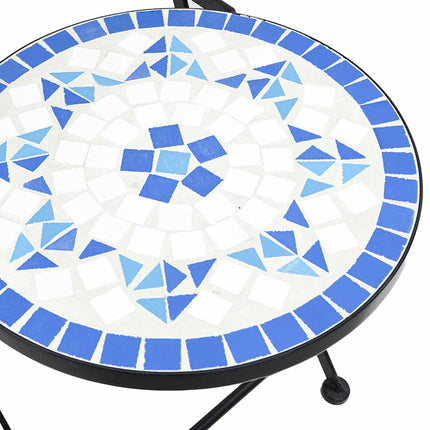 Mosaikbord blå och vit järn och keramik