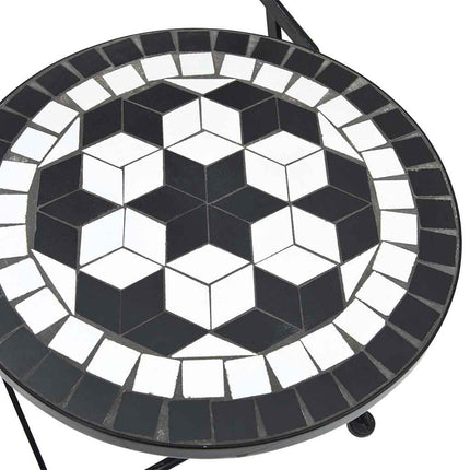 Mosaikbord svart och vit järn och keramik