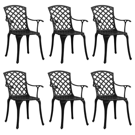 Caféstolar 6 st gjuten aluminium svart