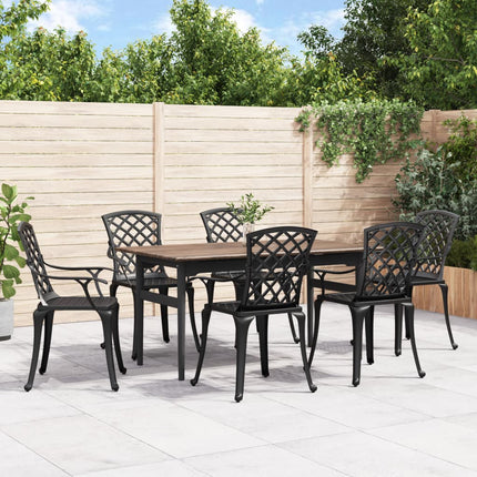 Caféstolar 6 st gjuten aluminium svart