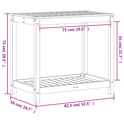 Växtbord med hylla 82,5x50x75 cm massivt douglasträ