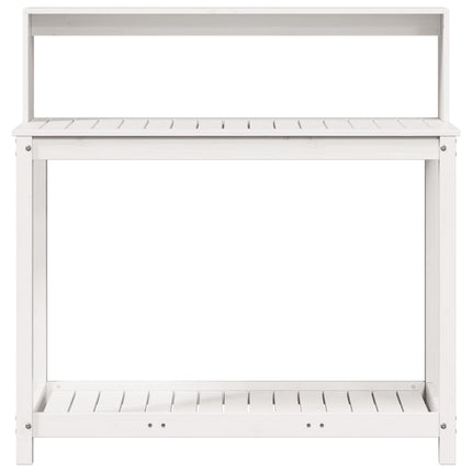 Växtbord med hyllor vit 108x50x109,5 cm massiv furu