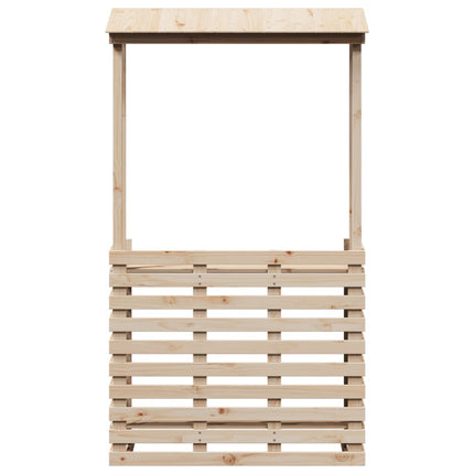 Barbord för trädgården med tak 112,5x57x195,5 cm massivt trä