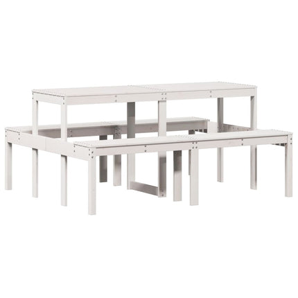 Picknickbord vit 160x134x75 cm massivt trä
