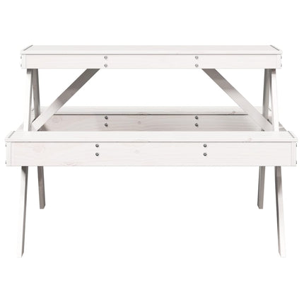 Picknickbord vit 105x134x75 cm massivt trä
