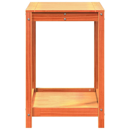 Växtbord med hylla vaxad brun 82,5x50x75 cm massiv furu