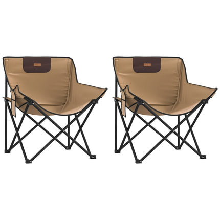 Campingstolar med ficka fällbar 2 st brun