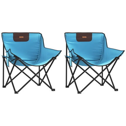 Campingstolar med ficka fällbar 2 st ljusblå