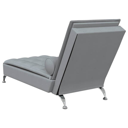 Massageschäslong med bolster ljusgrå tyg