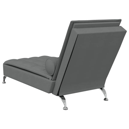 Massageschäslong med bolster mörkgrå tyg