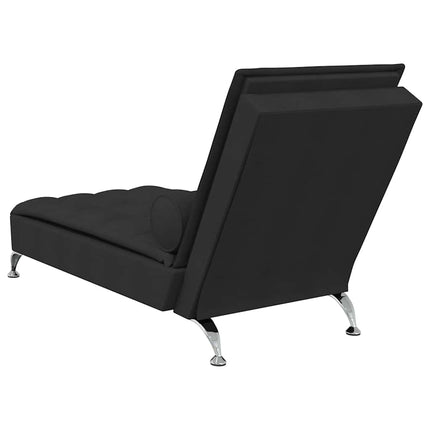 Massageschäslong med bolster svart tyg