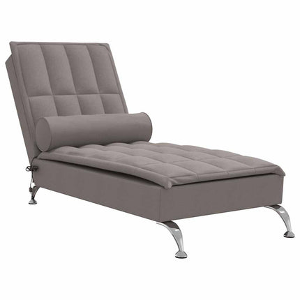 Massageschäslong med bolster taupe tyg
