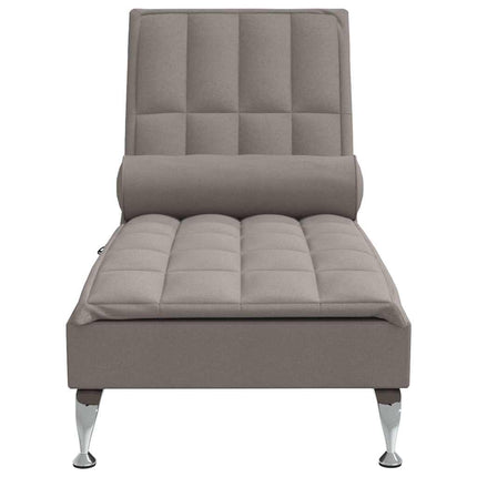 Massageschäslong med bolster taupe tyg