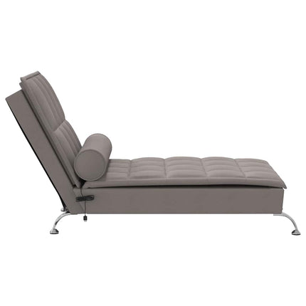 Massageschäslong med bolster taupe tyg