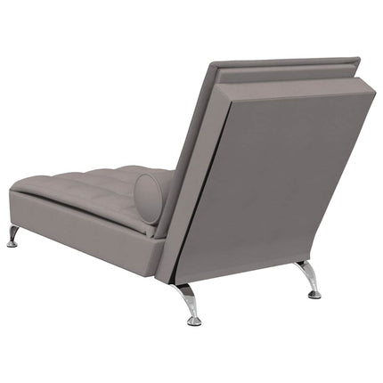 Massageschäslong med bolster taupe tyg