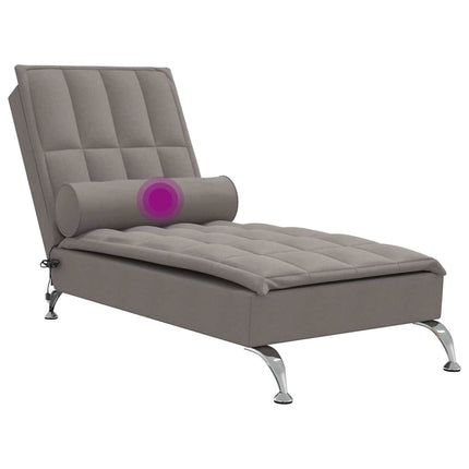 Massageschäslong med bolster taupe tyg