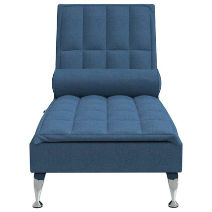 Massageschäslong med bolster blå tyg