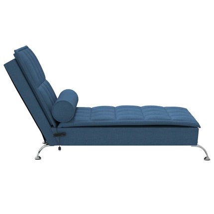 Massageschäslong med bolster blå tyg