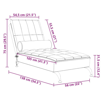 Massageschäslong med bolster blå tyg