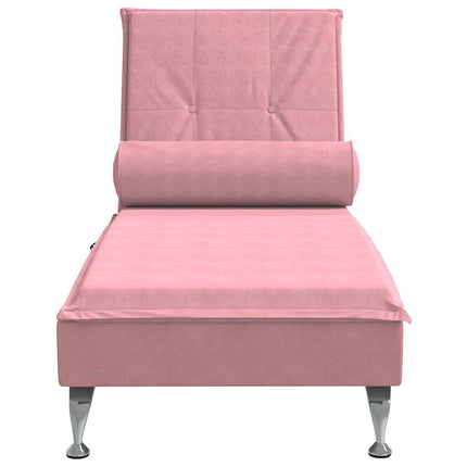 Massageschäslong med bolster rosa sammet