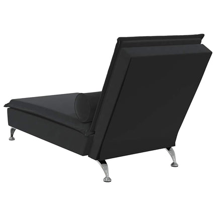 Massageschäslong med bolster svart sammet