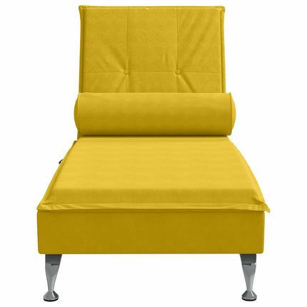 Massageschäslong med bolster gul sammet