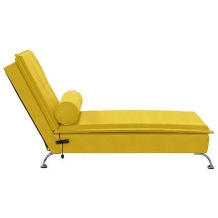 Massageschäslong med bolster gul sammet