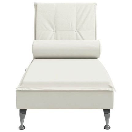 Massageschäslong med bolster gräddvit sammet