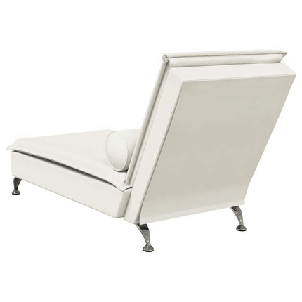 Massageschäslong med bolster gräddvit sammet