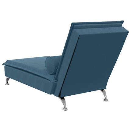 Massageschäslong med bolster blå sammet