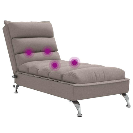 Massageschäslong med dynor taupe tyg