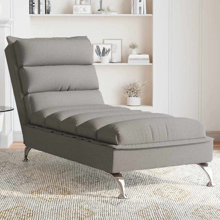 Massageschäslong med dynor taupe tyg