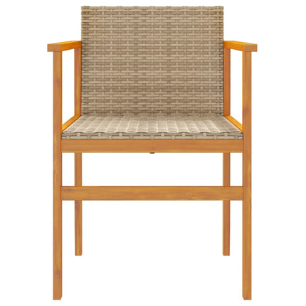 Trädgårdsstolar 2 st beige konstrotting och massivt trä