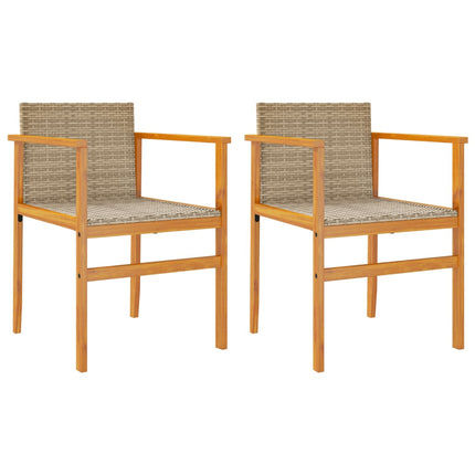 Trädgårdsstolar m.dynor 2 st beige konstrotting och massivt trä