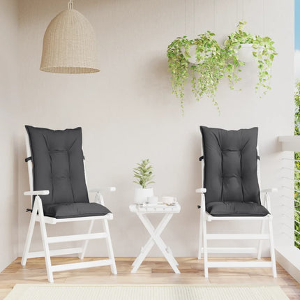 Stolsdynor högt ryggstöd 2 st melerad antracit 120x50x7 cm tyg