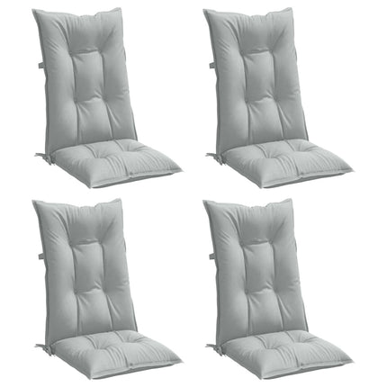 Stolsdynor högt ryggstöd 4 st melerad ljusgrå 120x50x7 cm tyg