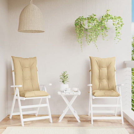 Stolsdynor högt ryggstöd 2 st melerad beige 120x50x7 cm tyg