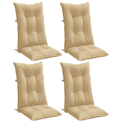 Stolsdynor högt ryggstöd 4 st melerad beige 120x50x7 cm tyg