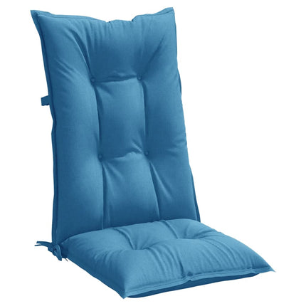 Stolsdynor högt ryggstöd 4 st melerad blå 120x50x7 cm tyg