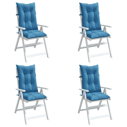 Stolsdynor högt ryggstöd 4 st melerad blå 120x50x7 cm tyg