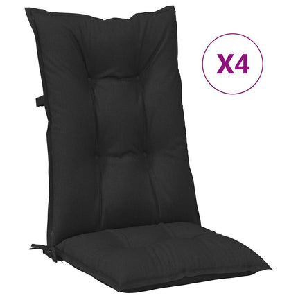 Set med Hög Rygghörn Kuddar 4 pcs Melange svart 120 x 50 x 7 cm