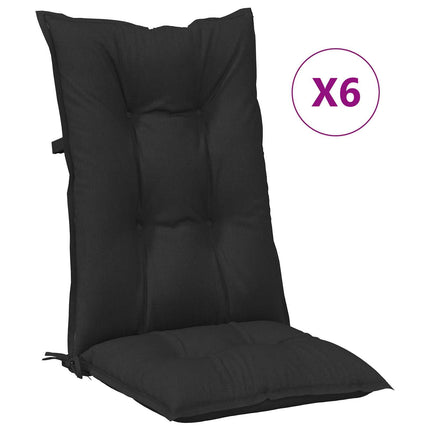 Set med Hög Rygghörn Kuddar 6 pcs Melange svart 120 x 50 x 7 cm