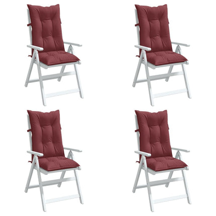 Stolsdynor högt ryggstöd 4 st melerad vinröd 120x50x7 cm tyg