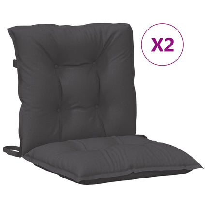 Stolsdynor lågt ryggstöd 2 st melerad antracit 100x50x7 cm tyg