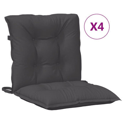 Stolsdynor lågt ryggstöd 4 st melerad antracit 100x50x7 cm tyg