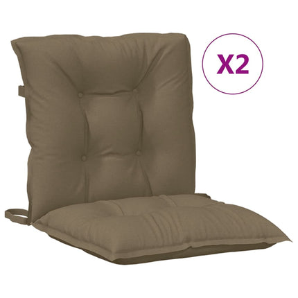 Stolsdynor lågt ryggstöd 2 st melerad taupe 100x50x7 cm tyg