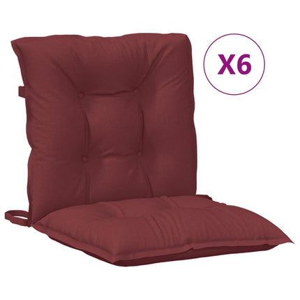 Stolsdynor lågt ryggstöd 6 st melerad vinröd 100x50x7 cm tyg