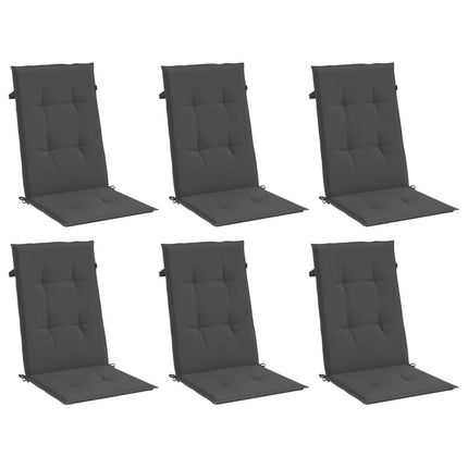 Stolsdynor högt ryggstöd 6 st melerad antracit 120x50x4 cm tyg